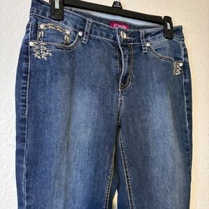 D'mode Women's Jeans Rhinestone Embellished Bootcut Western Dark Wash Size 9